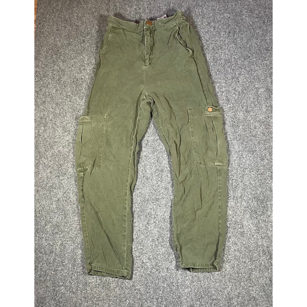 Zara Cargo Pants Women S Olive Green High Rise Lyocell Utility Trousers